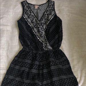 Black and white printed romper with pockets